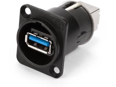 Neutrik omkeerbare usb 3.0-adapter (type usb a en usb b) vernikkelde behuizing type d - Velleman
