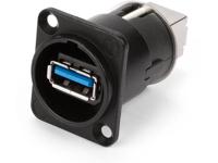 Neutrik omkeerbare usb 3.0-adapter (type usb a en usb b) vernikkelde behuizing type d - Velleman