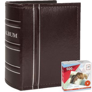 Fotoboek/fotoalbum Havana met insteekhoesjes bruin voor 200 fotos 23 x 29 x 5 cm inclusief plakkers