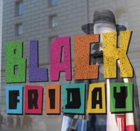 Raamstickers gekleurde tekst black friday