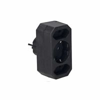 Combi Euro schuko verdeelstekker 2x euro 1x schuko stopcontact kleur zwart
