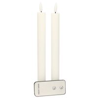 Led kaarsen/dinerkaarsen - 2x st - wit - ribbel - 23 cm - 3D vlam - afstandsbediening Led kaarsen/dinerkaarsen - 2x st - wit - ribbel - 23 cm - 3D vlam - afstandsbediening