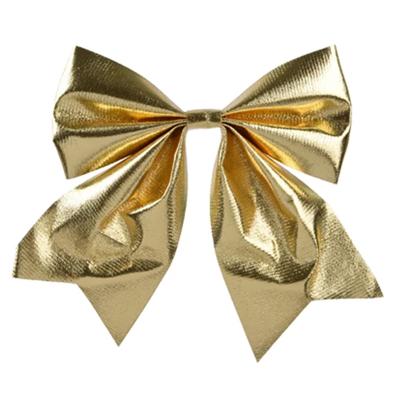 Kerstornamenten strikken - 2x - glanzend goud - 15 x 17 cm - kerstboomstrikjes