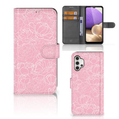 Samsung Galaxy A32 4G Hoesje White Flowers | Portemonnee hoesje