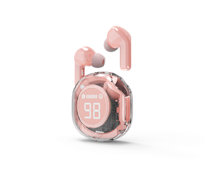 Transparante TWS in-ears, roze