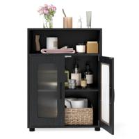 Vrijstaande Badkamermeubel Met Twee Deuren En Drie Verstelbare Legplanken Opbergmeubel Met Open Vakken