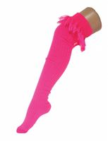 Kniekousen fluor roze met kwastjes