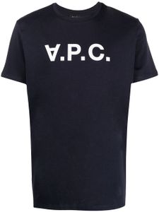 A.P.C. t-shirt à logo imprimé - Bleu