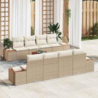 9-delige Tuinbankenset met kussens poly rattan acacia beige