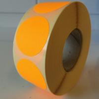 Etiket 35 mm rond fluor oranje 1000 rol