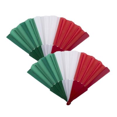 Waaier Italiaanse vlag - 2x stuks - Landen thema waaiers - groen/wit/rood - Itali?