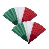 Waaier Italiaanse vlag - 2x stuks - Landen thema waaiers - groen/wit/rood - Itali?
