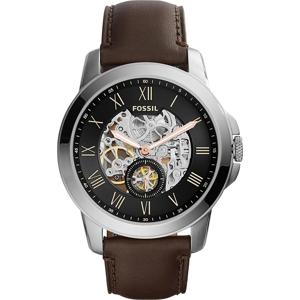 Fossil Heren ME3095 Grant automatisch bruin lederen horloge met skelet wijzerplaat