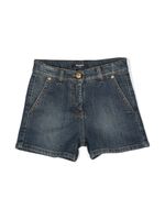 Balmain Kids short en jean à pièce gravée - Bleu - thumbnail