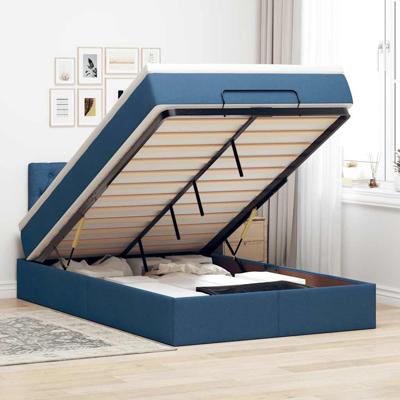Ottoman bed met matras 120x190 cm stof blauw