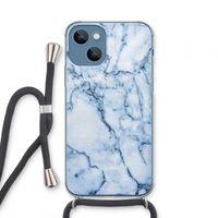 Blauw marmer: iPhone 13 mini Transparant Hoesje met koord