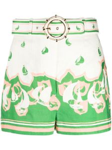 ZIMMERMANN short ceinturé à imprimé High Tide Sailboat - Blanc