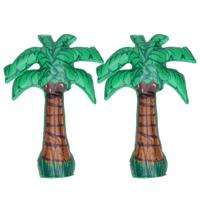 Opblaasbare decoratie palmboom - 2x - kunststof - groen - H45 cm   -