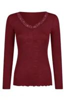 Dames wollen shirt lange mouw V-hals - Warm Merino wollen thermo ondergoed vrouwen