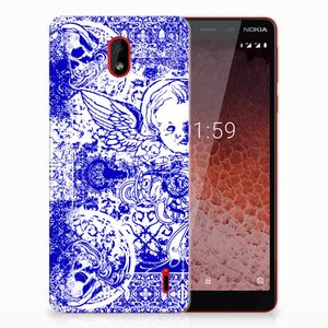 Silicone Back Case Nokia 1 Plus Angel Skull Blauw