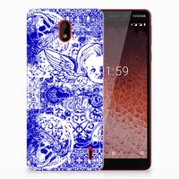 Silicone Back Case Nokia 1 Plus Angel Skull Blauw - thumbnail