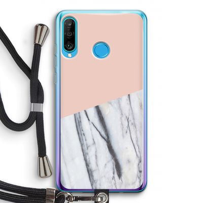A touch of peach: Huawei P30 Lite Transparant Hoesje met koord