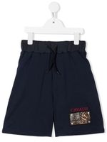 Roberto Cavalli Junior short de sport à patch logo - Bleu