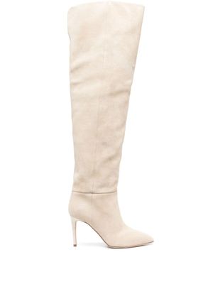Paris Texas cuissardes Stiletto 100 mm en daim - Tons neutres