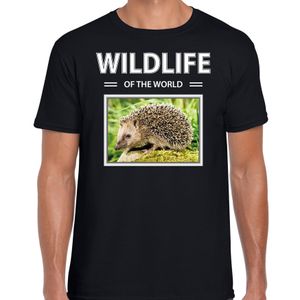 Egel t-shirt met dieren foto wildlife of the world zwart voor heren