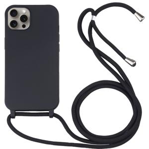 iPhone 13 hoesje - Backcover - Koord - Softcase - Flexibel - TPU - Zwart