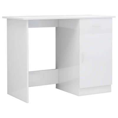 vidaXL Bureau 100x50x76 cm bewerkt hout hoogglans wit