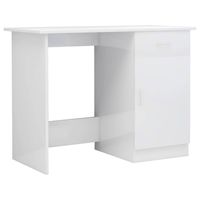 vidaXL Bureau 100x50x76 cm bewerkt hout hoogglans wit - thumbnail
