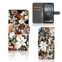 Hoesje voor Nokia C12 Dark Flowers - thumbnail