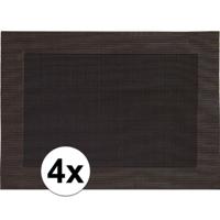 Tafel Placemats - 4x stuks - bruin - gevlochten - 45 x 30 cm - onderleggers