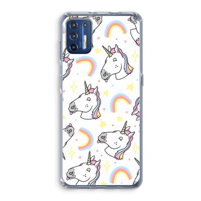 Rainbow Unicorn: Motorola Moto G9 Plus Transparant Hoesje