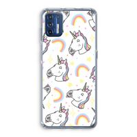 Rainbow Unicorn: Motorola Moto G9 Plus Transparant Hoesje