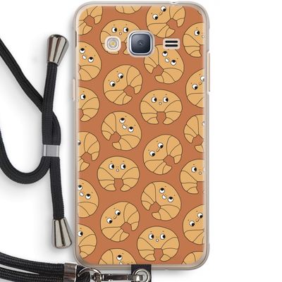 Croissant: Samsung Galaxy J3 (2016) Transparant Hoesje met koord