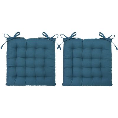 Atmosphera Stoelkussen - 8x - indigo blauw - katoen - 38 x 6 cm - zitkussen