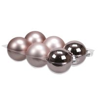 6x stuks glazen kerstballen oudroze (smokey rose) 8 cm mat/glans - thumbnail