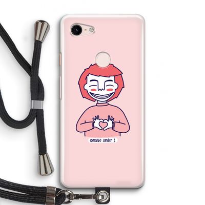 Hartje: Pixel 3 Transparant Hoesje met koord