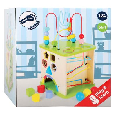 Small Foot houten activiteitenkubus met knikkerbaan, 8dlg.