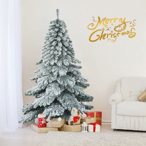 180cm Kunstkerstboom met Sneeuwvlokken Kerstboom PVC Tips Groen + Wit