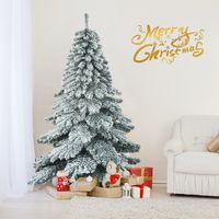 180cm Kunstkerstboom met Sneeuwvlokken Kerstboom PVC Tips Groen + Wit