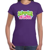 Jaren 60 Flower Power Summer Of Love verkleed shirt paars dames - thumbnail