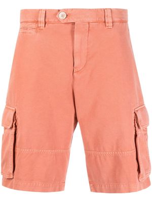 Brunello Cucinelli short cargo en coton à boutonnière décalée - Orange