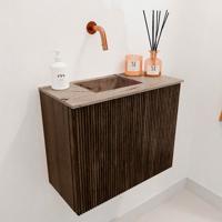 Toiletmeubel Mondiaz Joya Dlux | 50 cm | Meubelkleur Walnut | Faye wastafel Arena Wasbak Links | Zonder kraangat(en)