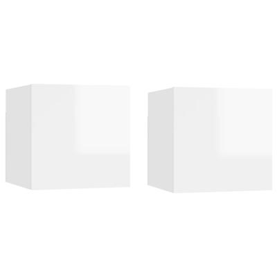 Nachtkastjes 2 st 30,5x30x30 cm spaanplaat hoogglans wit