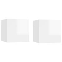 Nachtkastjes 2 st 30,5x30x30 cm spaanplaat hoogglans wit Nachtkastjes 2 st 30,5x30x30 cm spaanplaat hoogglans wit
