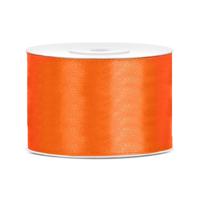 Partydeco Cadeaulint - oranje - 5 cm x 25 meter - satijn - sierlint - inpakken - decoratie