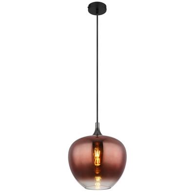 Globo Zwarte hanglampMaxy met rood glas Ø 29cm - 15548H1G